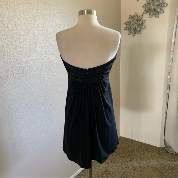 Davids Bridal Satin Jersey Empire Waist Mini Dress - Picture 3 of 12